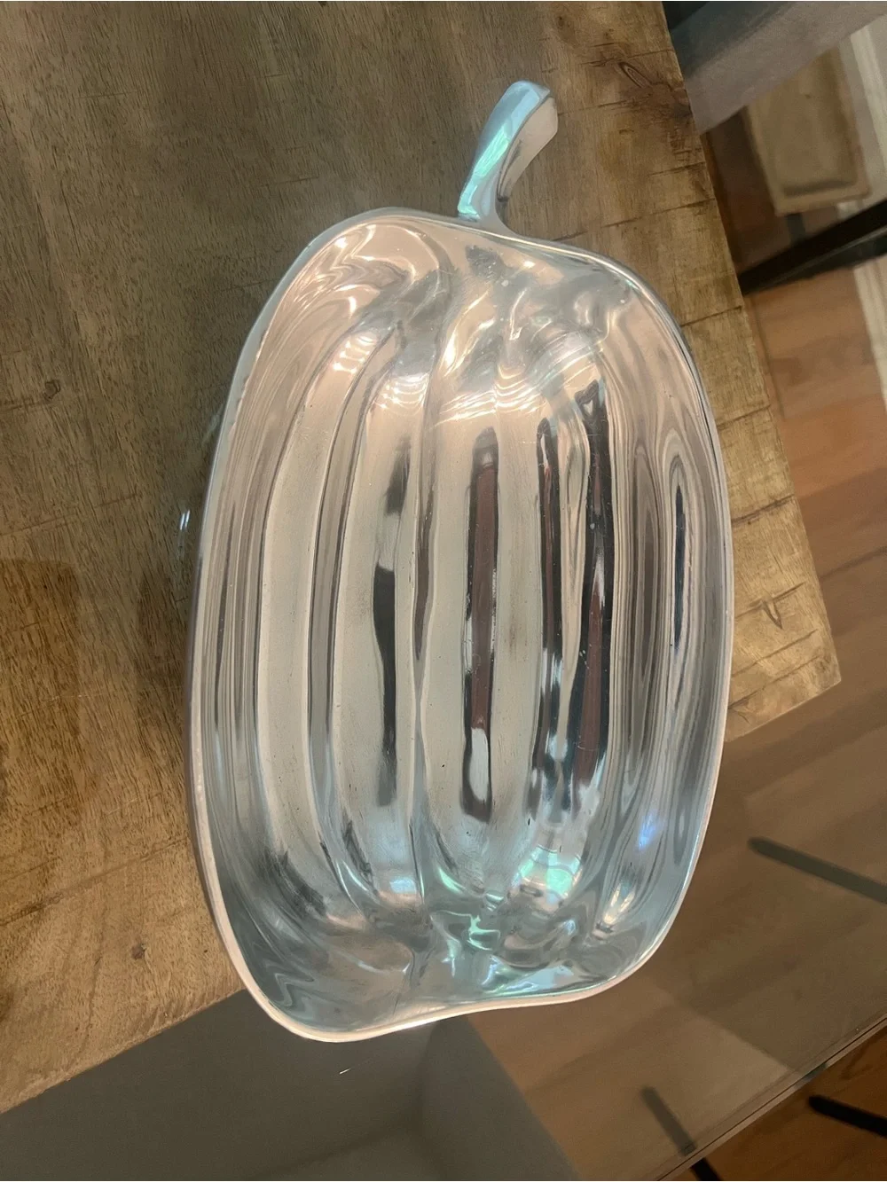 Sleek Silver Decorative Pumpkin Bowl